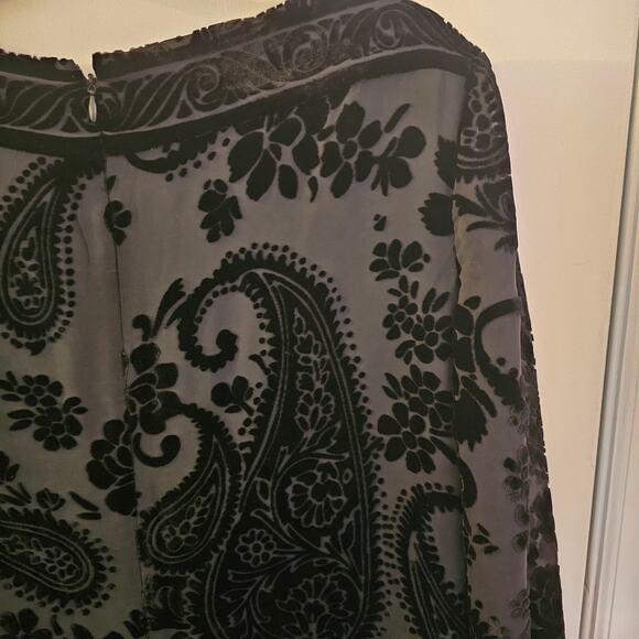 Morgan McFeeters Silk Blend Paisley Velvet Burnout Dress Size 10 Elegant Event - Picture 4 of 7